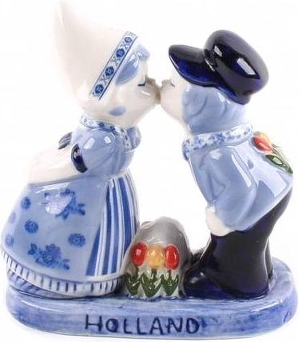 Kuspaar 10 Cm Met Tulpen Delfts Blauw - Souvenir