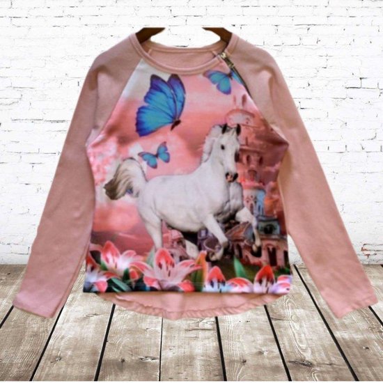 Shirt met paard zacht roze 86/92