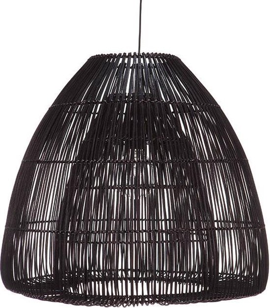 Design Rotan Hanglamp Bell M zwart woonkamer en Slaapkamer Ø 50 cm | bol.com