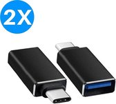 USB-C naar USB-A Adapter Converter - Opzetstuk - geschikt voor MacBook en andere USB-C apparaten - Universeel - Zwart - 2 stuks