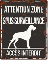D&D Waakbord / Warning sign square danish dog f Zwart 20x25cm