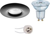 LED Spot Set - OSRAM Parathom PAR16 930 36D - Pragmi Luno Pro - Waterdicht IP65 - GU10 Fitting - Dimbaar - Inbouw Rond - Mat Zwart - 3.7W - Warm Wit 3000K - Ø82mm - BSE