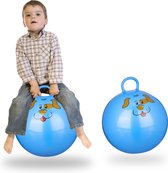 Relaxdays 2 x skippybal in set - voor kinderen - hond design - springbal - blauw