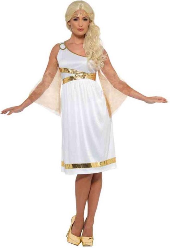 Griekse godin kostuum - Witte jurk met gouden details - maat 40/42 | bol.com