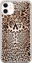 iPhone 11 hoesje siliconen - Animal print - Soft Case Telefoonhoesje - Luipaardprint - Transparant, Bruin
