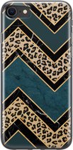 iPhone SE 2020 hoesje siliconen - Luipaard zigzag - Soft Case Telefoonhoesje - Luipaardprint - Transparant, Multi