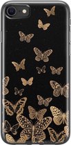 iPhone 8/7 hoesje siliconen - Vlinders - Soft Case Telefoonhoesje - Print / Illustratie - Transparant, Zwart