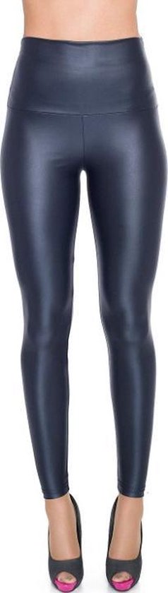 Imitatieleer Legging Dames - Donkerblauw - Grote Maten - Maat XL 'Ifana' |  bol