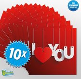 10x Muziekwenskaart - I love you – zelf opneembaar – 60 seconden – 21x21cm – hoge kwaliteit – inclusief envelop