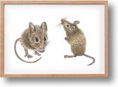 World of Mies poster muisjes - A4 - mooi dik papier - Snel verzonden! - bosdieren - dieren in aquarel - geschilderd door Mies