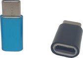 Set van 2 Verloop Adapter MICRO USB-adapter naar USB-C – Nieuw Model - Opzetstuk - Micro-USB to USB C Converter – Blauw + Zwart - oDaani