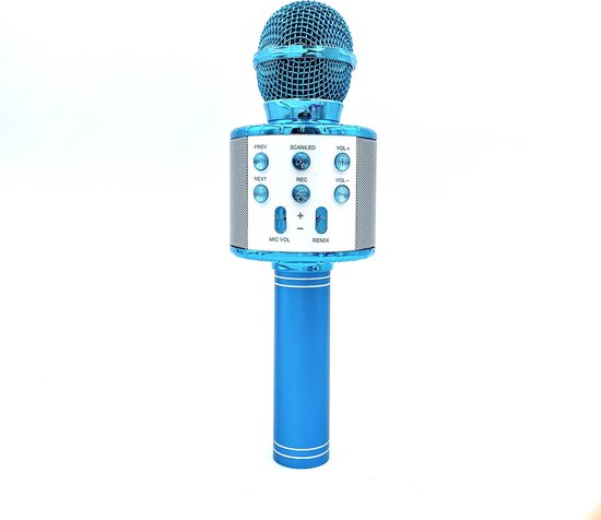 Geven Bestuurbaar Conclusie Kinder Karaoke Microfoon - Draadloos - Bluetooth Verbinding - Blauw Popster  | bol.com