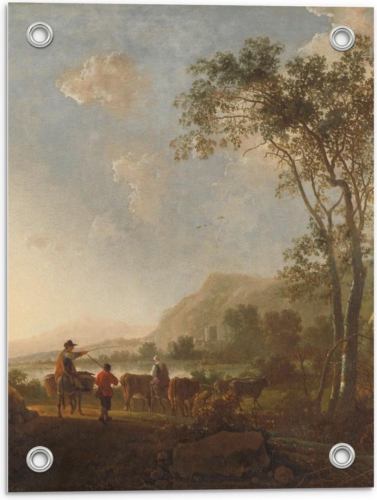 Tuinposter – Oude meesters - Landschap met herders en vee, Aelbert Cuyp - 30x40cm Foto op Tuinposter  (wanddecoratie voor buiten en binnen)