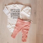 Baby cadeau geboorte meisje roze set met tekst kledingset Bodysuit en muts |Kraamkado | Gift Set | rompertje Lieve Papa en mama ik ben heel blij dat jullie mijn gaan worden aanstaa