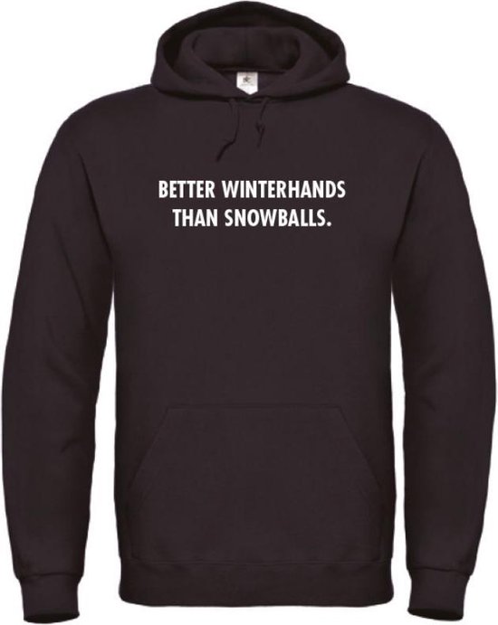 Wintersport hoodie zwart L - Better winterhands than snowballs - wit - soBAD. | Foute apres ski outfit | kleding | verkleedkleren | wintersporttruien | wintersport dames en heren