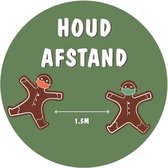 Corona covid vloersticker met laminaat - gingerbread man- afstand houden - 1m50 - Diameter 42.5 cm - 5stuks