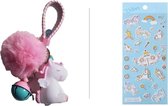 Unicorn sleutelhanger/tashanger met stickervel - cadeau meisjes