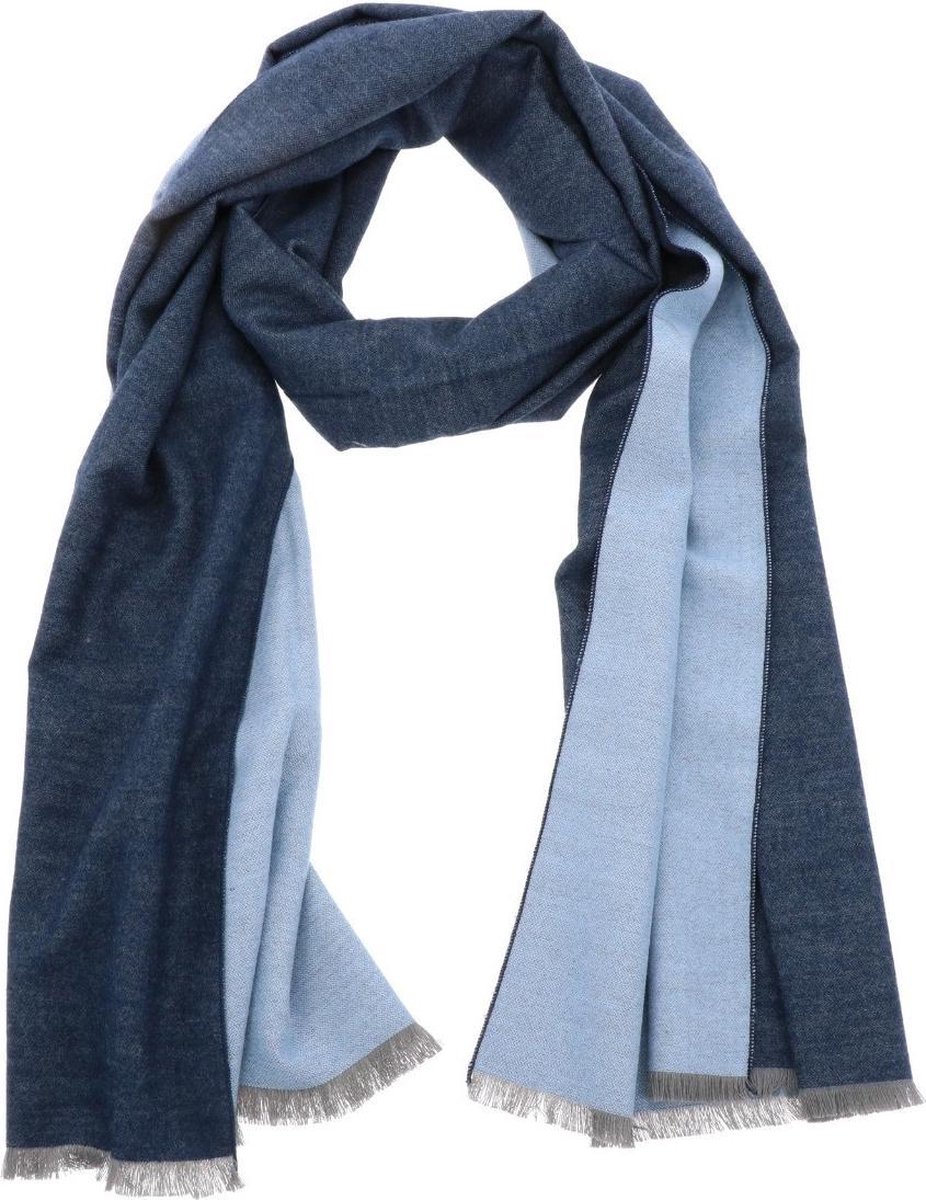Superzachte brede Bamboe sjaal of omslagdoek - WuWen jeans- & lichtblauw - 60 x 200 cm - Dames cadeau - Gemakkelijk combineren – Zeer comfortabel - Niet dik en toch lekker warm - Jeukt niet - Antistatisch - Hypoallergeen - Duurzaam - Hele jaar lekker