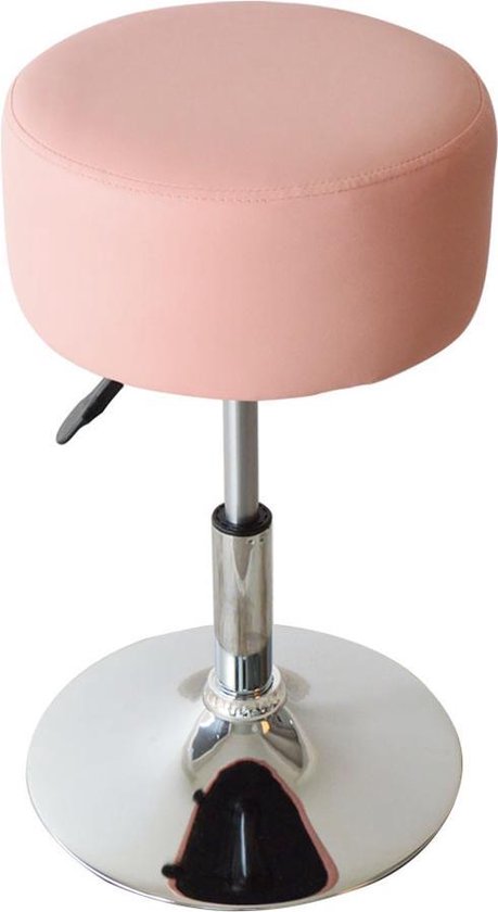 Krukje retro vintage industrieel - kaptafel kruk stoel -  hoogte verstelbaar tot 65 cm - roze - VDD