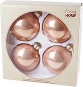 KERSTBALLEN SET 4 STUKS | KERSTVERSIERING | PEARL ROZE | D10 CM | GLAS