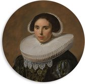 Forex Wandcirkel - Oude meesters - Portret van een vrouw, Frans Hals, ca. 1635 - 80x80cm Foto op Wandcirkel (met ophangsysteem)