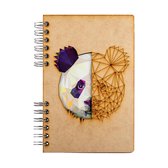 KOMONI - Duurzaam houten Notitieboek - Dagboek -  Gerecycled papier - Navulbaar -  A4 - Gelinieerd -  Panda