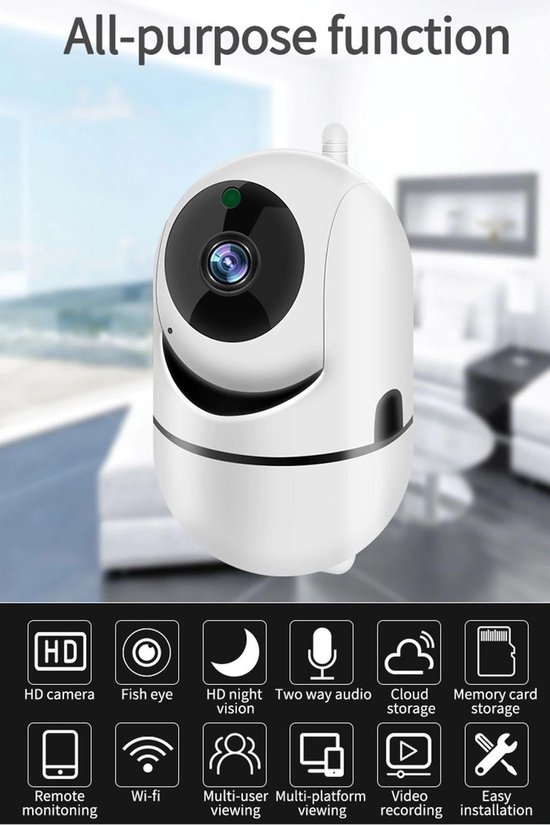DrPhone CCS1 - IP Camera - 2MP - Intelligente Camera - Tuya App- 1080P - Wifi Camera - Dome Camera - IP Camera - Wifi 2.4Ghz - Bewegingsdetectie - Wit van DrPhone — afbeelding 3