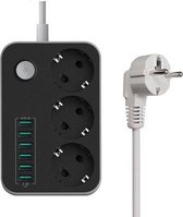 Durata stopcontact Premium Stekkerdoos - 6 USB uitgangen - 1.60m Snoer