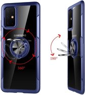 Hoesje Geschikt Voor Samsung Galaxy S20 Luxe Back Hoesje & Metalen Ring houder - Blauw