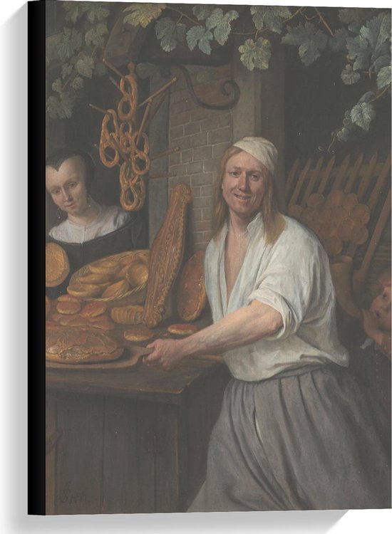 Canvas  - Oude meesters - Bakker A. Oostwaard en zijn vrouw, Jan Havicksz. Steen - 40x60cm Foto op Canvas Schilderij (Wanddecoratie op Canvas)