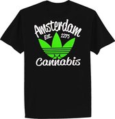 T-shirts adults - Canna neon groen - Black