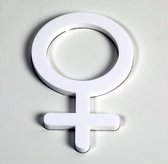Dames Toilet deurbordje vrouw symbool - 15 cm - wit acrylaat - Promessa-Design.