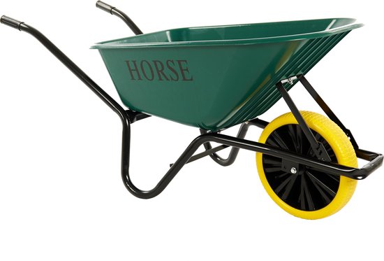 Horse Kruiwagen met antilek band -Gemonteerd geleverd - kruiwagen groen - kruiwagen 100 liter