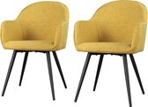 Maison´s stoel – Stoel – Stoelen – Eetkamerstoel – Eetkamerstoelen – Kuipstoel – Kuipstoelen – Geel – Zwart – Eetkamerstoel met armleuning  – Eetkamerstoelen set van 2