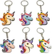 Uitdeelcadeautjes Unicorn eenhoorn sleutelhangers multicolor 6 stuks