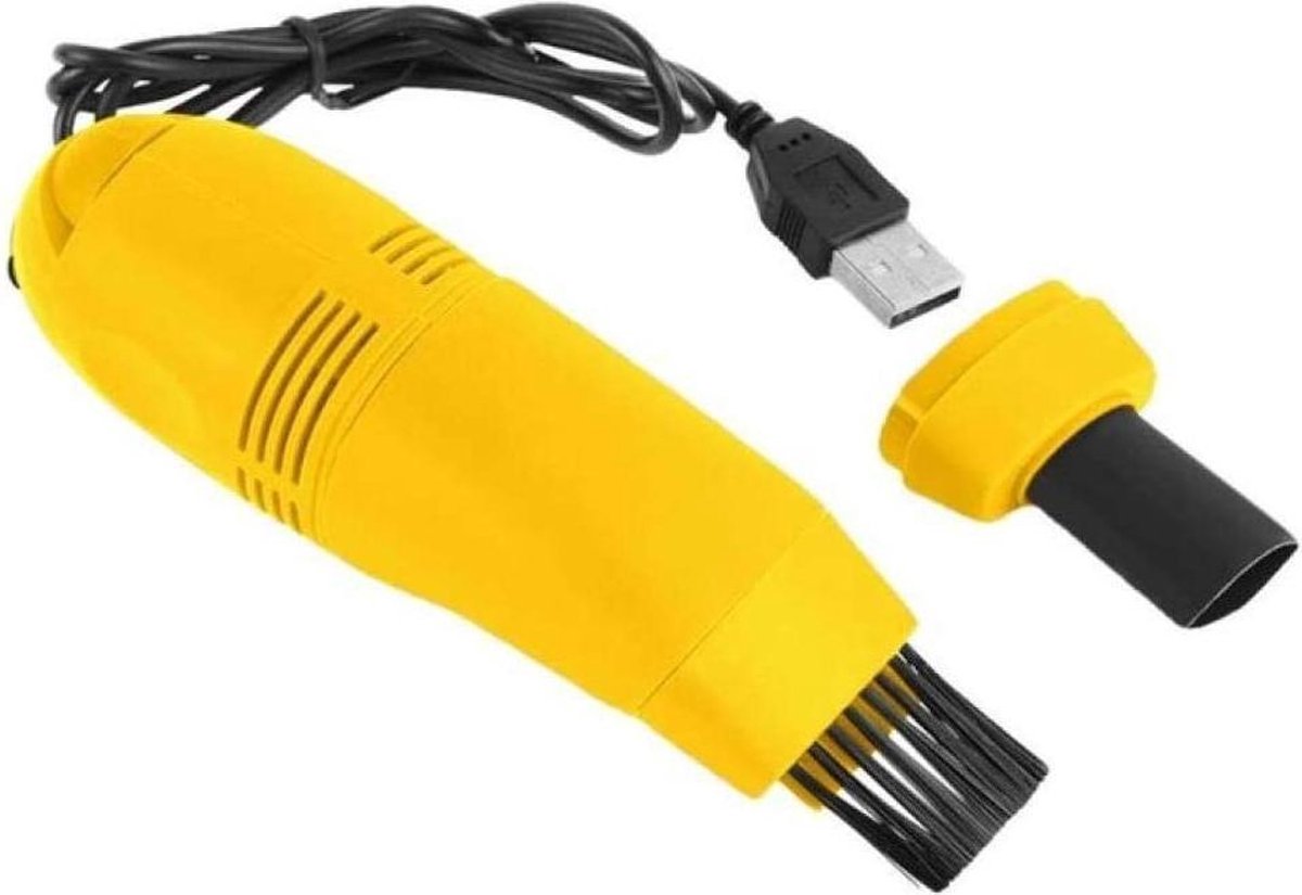 Auto-interieurreiniger USB Stofzuiger Geel met Accessoires - Auto-interieurreiniger - €9,95