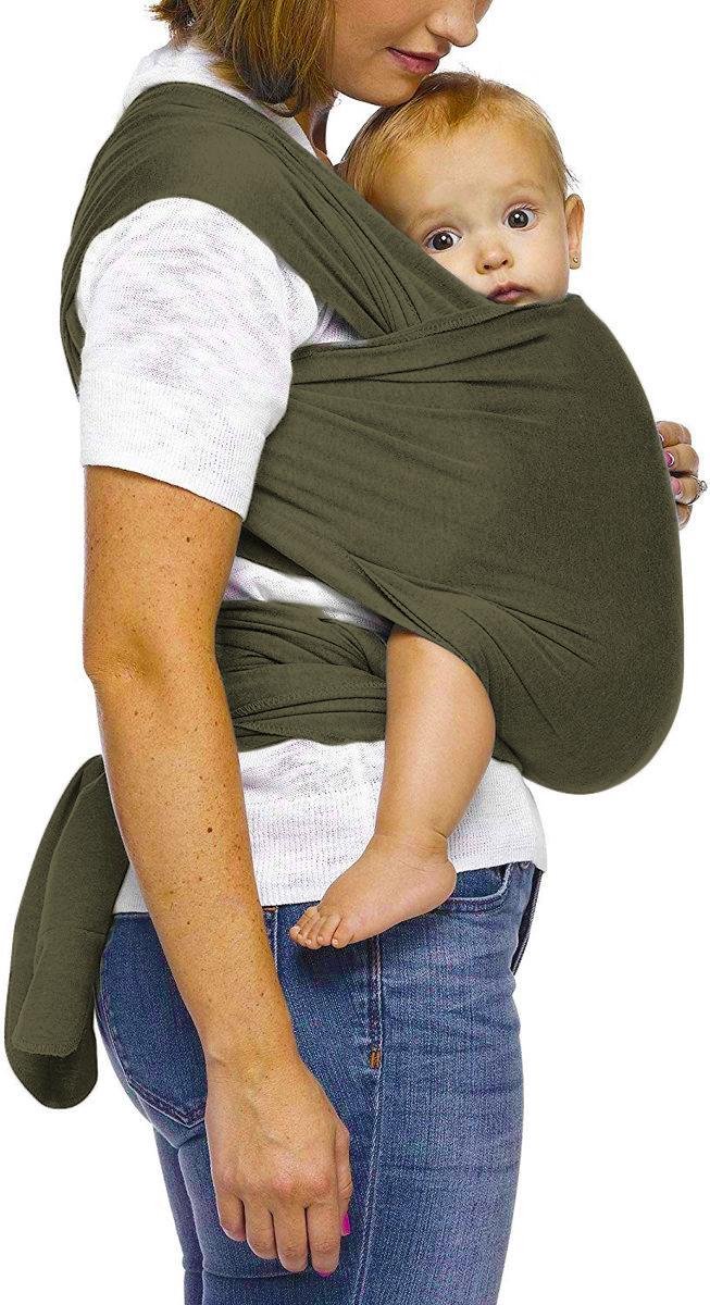 Ergonomische Rekbare Baby Draagdoek Van Katoen Om Te Knopen - Groen - Babywrap - Draagdoeken - Babydrager - Buikdrager - Rugdrager - Heupdrager - Baby sling - Baby Carrier - Draagzak - Baby Wrap Sling - Draagdoek - Incl Handleiding - Gratis slabbetje van LittleLofy — afbeelding 3