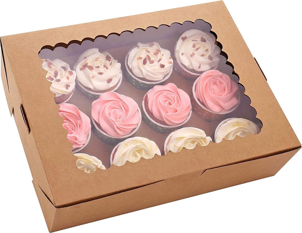 Gcardist Cupcake Dozen 6 Stuks - Roze, 33x25.4x9cm | Met Venster, Automatisch Pop-up