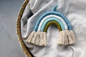 Regenboog macramé wandhanger - blauw - kinderkamer - babykamer - jongen - jongenskamer - accessoires