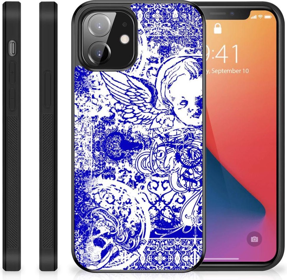 Mobiel Case iPhone 12 Mini Angel Skull Blauw
