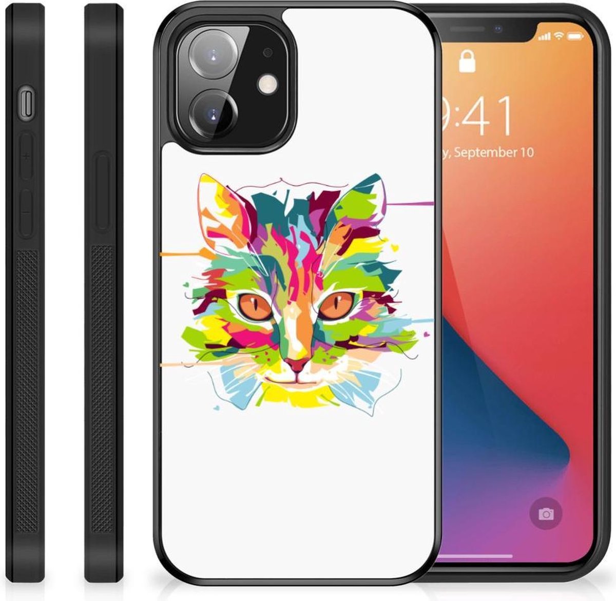 iPhone 12 Mini Bumper Hoesje Cat Color