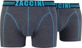 Zaccini Heren boxershort 2-pak uni Antracite/blauw  - XXL