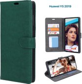 EmpX.nl Huawei Y5 2019 TPU/Kunstleer Groen Boekhoesje | Y5 2019 Bookcase Hoesje | Flip Hoes Wallet