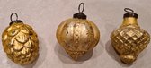 Kerstbal set van 3 - oude look - goud