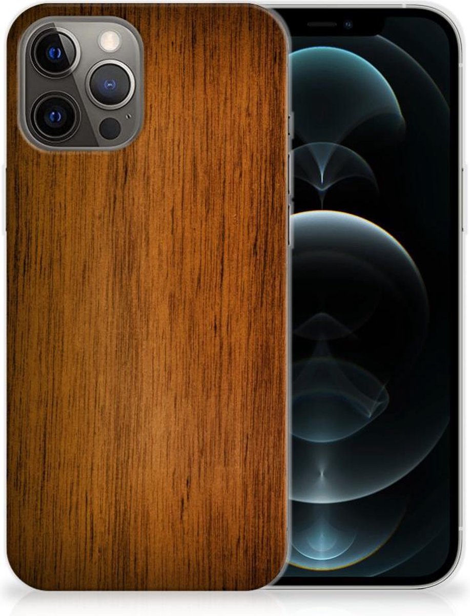 TPU Hoesje voor iPhone 12 Pro Max Bumper Hoesje Donker Hout