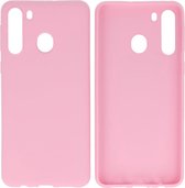 Bestcases Color Telefoonhoesje - Backcover Hoesje - Siliconen Case Back Cover voor Samsung Galaxy A21 - Roze