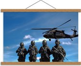 Schoolplaat – Helikopter met Legermannen - 60x40cm Foto op Textielposter (Wanddecoratie op Schoolplaat)