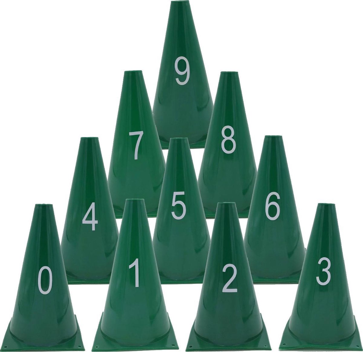 Genummerde Pionnen 0-9 set 10 stuks GROEN