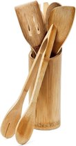Lepel set | Bamboe | 7 Stuks | Kookgerei | Keuken Accessoires | Standaard | Keukendecoratie | Ophangbaar