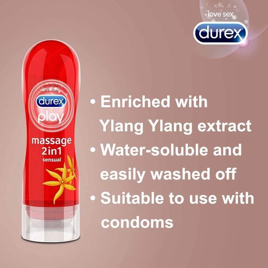 Durex Massage Olie en Glijmiddel 2in1 Sensual met Ylang Ylang